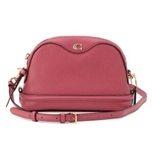 COACH NWOT Rose Pink Pebble Leather Dome Crossbody Bag Gold Hardware